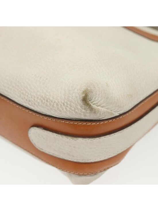 Authentic CELINE Shoulder Bag Leather White Silver - Picture 6 of 16